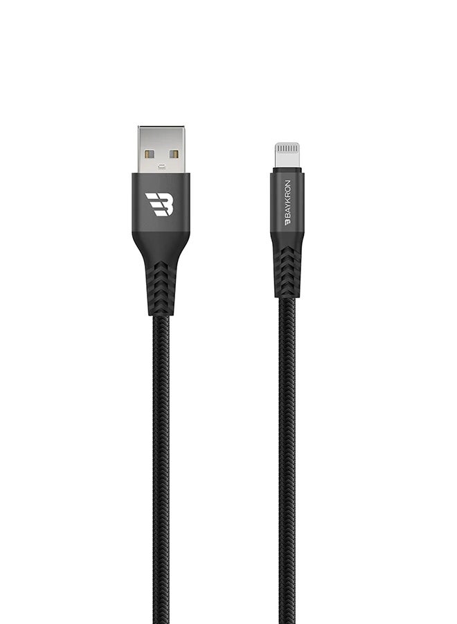Baykron Premium USB-A To Lightning Cable MFI Certified Charge And Sync With Ultra Durable Bullet-Proof Aramid Fiber Exterior 1.2M Black - Image 3