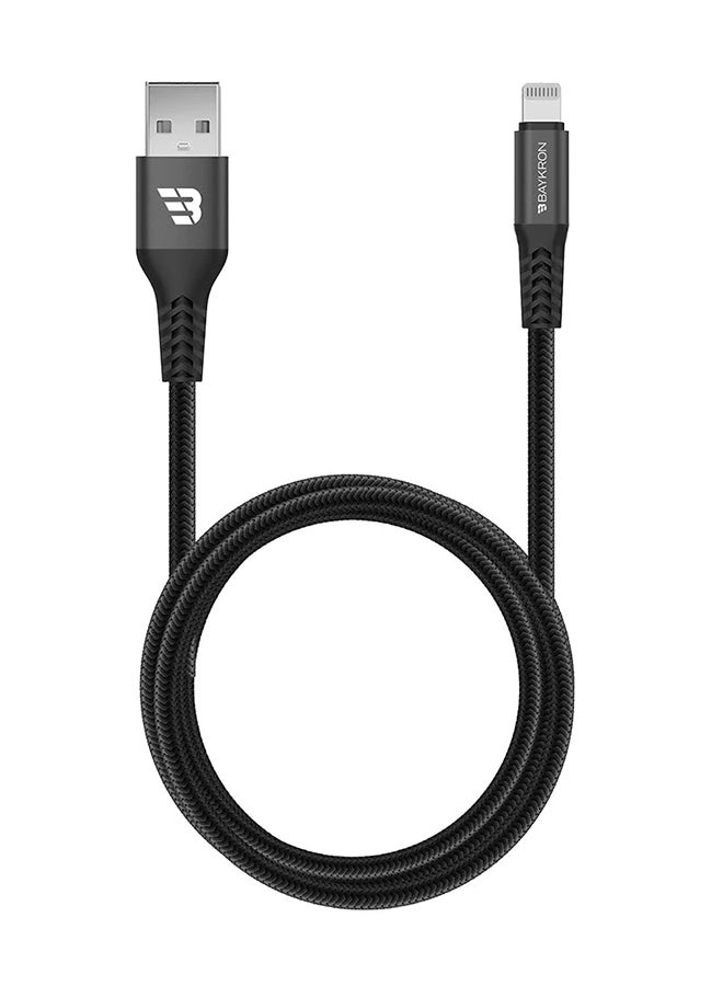 Baykron Premium USB-A To Lightning Cable MFI Certified Charge And Sync With Ultra Durable Bullet-Proof Aramid Fiber Exterior 1.2M Black - Image 1