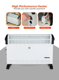 GEEPAS Geepas Convector Heater- GRH28538UK| High Performance Heater with 3 Heating Powers, Adjustable Thermostat| Overheat Protection, Perfect for Heating Homes, Offices, Small Living Spaces, Etc 2000 W GRH28538UK White  - Image 4