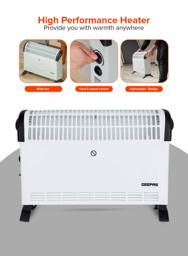 GEEPAS Geepas Convector Heater- GRH28538UK| High Performance Heater with 3 Heating Powers, Adjustable Thermostat| Overheat Protection, Perfect for Heating Homes, Offices, Small Living Spaces, Etc 2000 W GRH28538UK White  - Image 4
