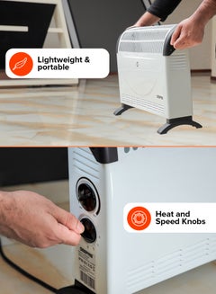 GEEPAS Geepas Convector Heater- GRH28538UK| High Performance Heater with 3 Heating Powers, Adjustable Thermostat| Overheat Protection, Perfect for Heating Homes, Offices, Small Living Spaces, Etc 2000 W GRH28538UK White  - Image 5
