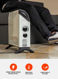 GEEPAS Geepas Convector Heater- GRH28538UK| High Performance Heater with 3 Heating Powers, Adjustable Thermostat| Overheat Protection, Perfect for Heating Homes, Offices, Small Living Spaces, Etc 2000 W GRH28538UK White  - Image 3