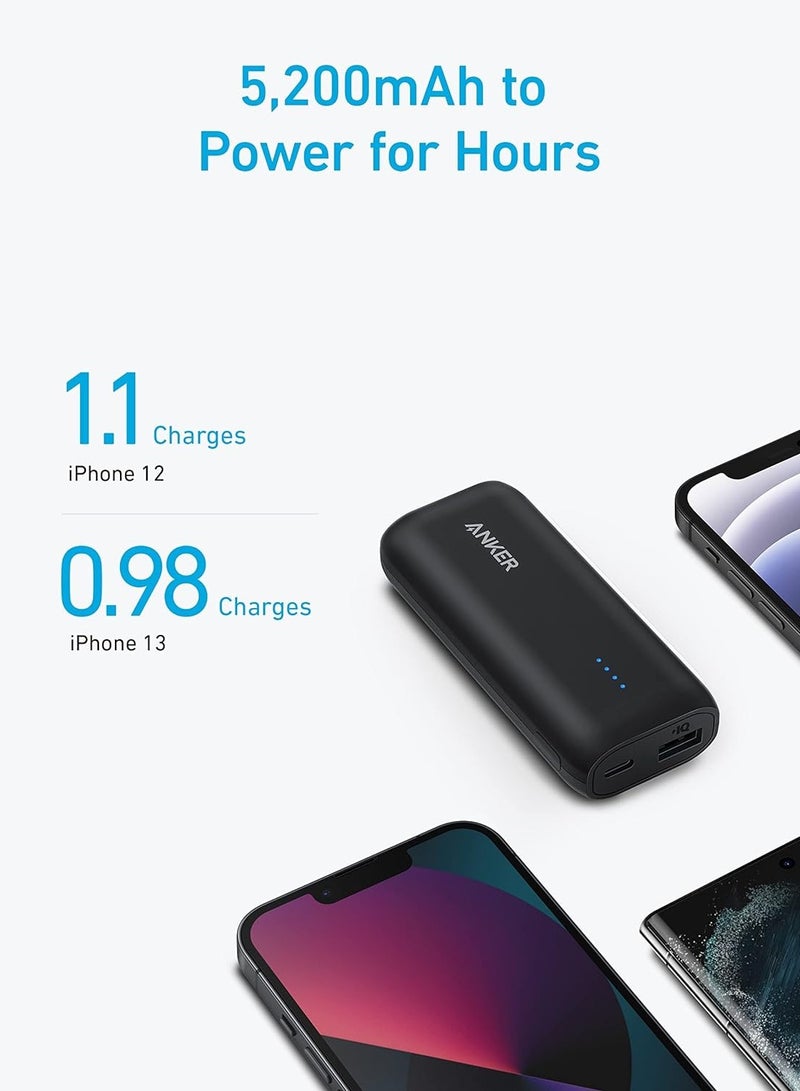 Anker - 5200 mAh Power Bank, 5,200 mAh Portable Charger, for iPhone 16/15 Series, 14/13, Samsung, Pixel, LG & More, External Phone Battery for Travel & Daily Use Black - Image 1