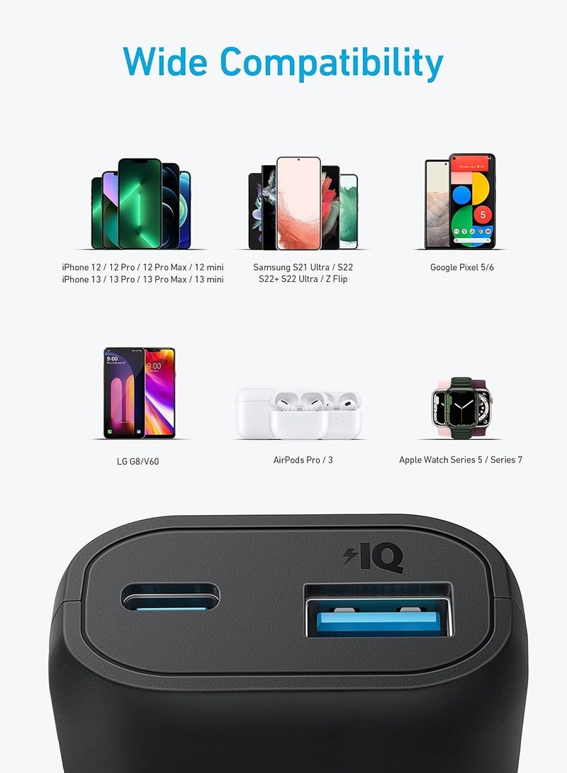Anker - 5200 mAh Power Bank, 5,200 mAh Portable Charger, for iPhone 16/15 Series, 14/13, Samsung, Pixel, LG & More, External Phone Battery for Travel & Daily Use Black - Image 1