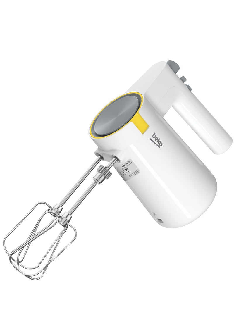 Beko Hand Mixer 5 Speeds Turbo Speed Stainless Steel Hooks 425 W HMM 62404 W White - Image 1