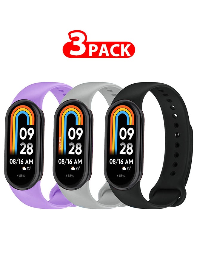 MARGOUN 3 Pack For Xiaomi Smart Band 8 Watch Bands Adjustable Comfortable Sport Replacement Strap Wristband Bracelet Band For Women Men Multicolour7 - Image 1