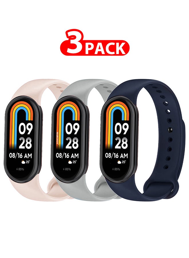 MARGOUN 3 Pack For Xiaomi Smart Band 8 Watch Bands Adjustable Comfortable Sport Replacement Strap Wristband Bracelet Band For Women Men Multicolour1 - Image 1