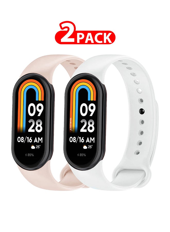 MARGOUN 2 Pack For Xiaomi Smart Band 8 Watch Bands Adjustable Comfortable Sport Replacement Strap  Wristband Bracelet Band For Women Men Multicolour3 - Image 1