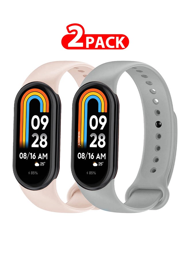 MARGOUN 2 Pack For Xiaomi Smart Band 8 Watch Bands Adjustable Comfortable Sport Replacement Strap Wristband Bracelet Band For Women Men Multicolour4 - Image 1