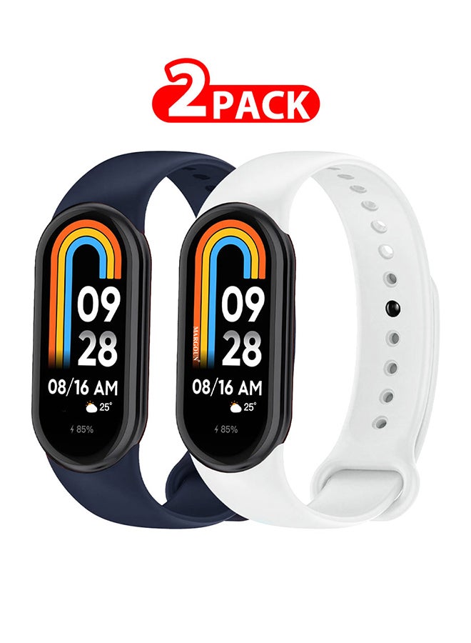 MARGOUN 2 Pack For Xiaomi Smart Band 8 Watch Bands Adjustable Comfortable Sport Replacement Strap Wristband Bracelet Band For Women Men Multicolour1 - Image 1