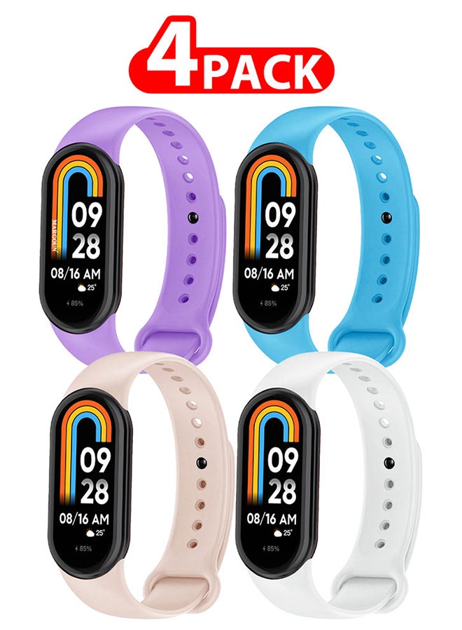 MARGOUN 4 Pack For Xiaomi Smart Band 8 Watch Bands Adjustable Comfortable Sport Replacement Strap Wristband Bracelet Band For Women Men Multicolour4 - Image 1