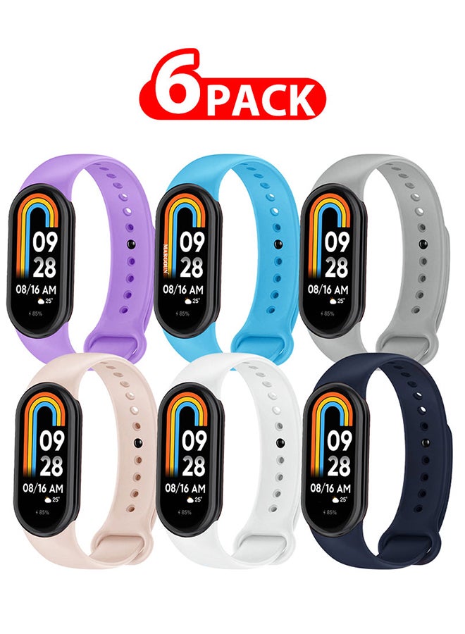 مارجون 6 Pack For Xiaomi Smart Band 8 Watch Bands Adjustable Comfortable Sport Replacement Strap Wristband Bracelet Band For Women Men Multicolour2 - Image 1