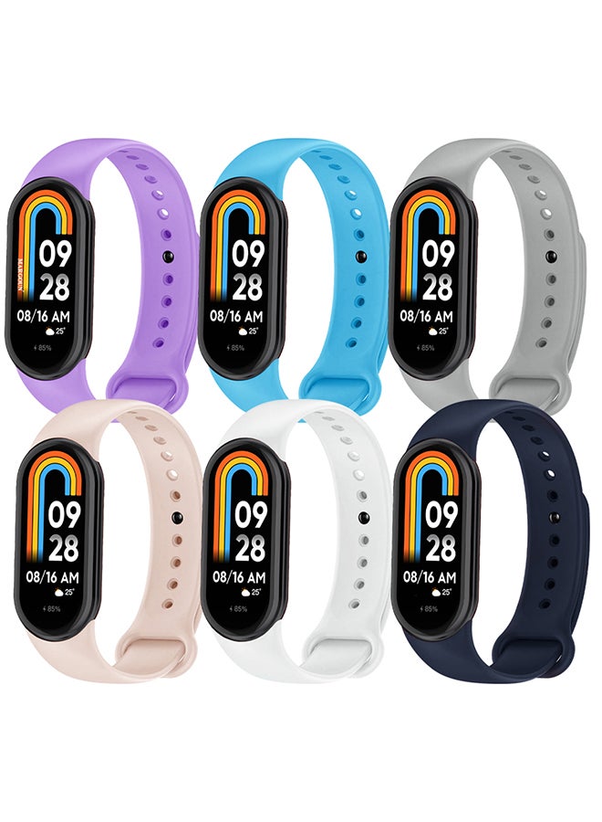 مارجون 6 Pack For Xiaomi Smart Band 8 Watch Bands Adjustable Comfortable Sport Replacement Strap Wristband Bracelet Band For Women Men Multicolour2 - Image 2
