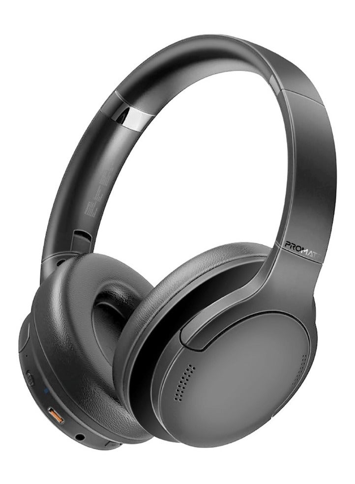 PROMATE Wireless Headphones, Hi-Fidelity Over-Ear Wired/Wireless Bluetooth v5.3 Headset With Microphone, 24H Playtime, 300mAh Battery, Foldable Design And 3.5 Mm Jack For iPhone 16, Galaxy S25, LaBoca-Pro - Black  - Image 1