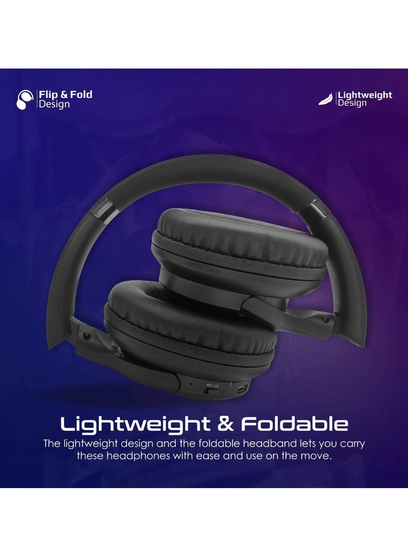 PROMATE Wireless Headphones, Hi-Fidelity Over-Ear Wired/Wireless Bluetooth v5.3 Headset With Microphone, 24H Playtime, 300mAh Battery, Foldable Design And 3.5 Mm Jack For iPhone 16, Galaxy S25, LaBoca-Pro - Black  - Image 5