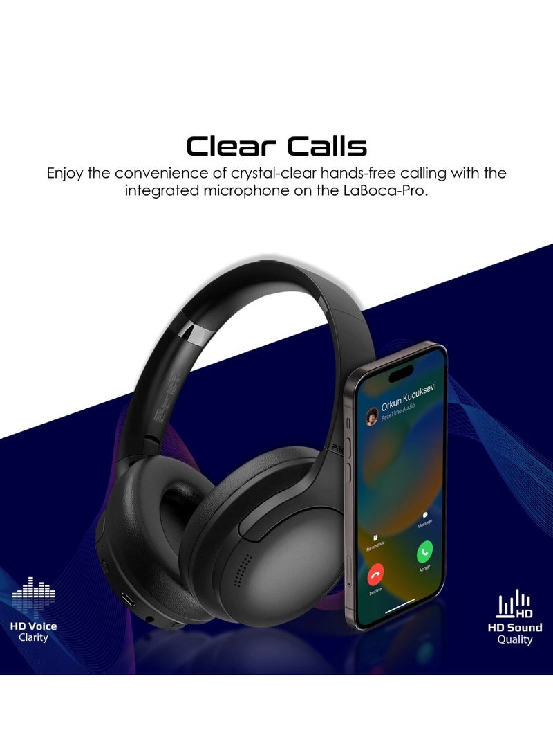 PROMATE Wireless Headphones, Hi-Fidelity Over-Ear Wired/Wireless Bluetooth v5.3 Headset With Microphone, 24H Playtime, 300mAh Battery, Foldable Design And 3.5 Mm Jack For iPhone 16, Galaxy S25, LaBoca-Pro - Black  - Image 4