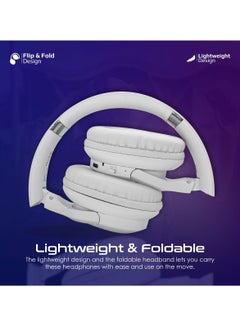 PROMATE Wireless Headphones, Hi-Fidelity Over-Ear Wired/Wireless Bluetooth v5.3 Headset With Microphone, 24H Playtime, 300mAh Battery, Foldable Design And 3.5mm Jack For iPhone 16, Galaxy S25, LaBoca-Pro - White  - Image 5