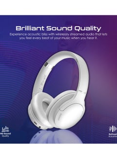 PROMATE Wireless Headphones, Hi-Fidelity Over-Ear Wired/Wireless Bluetooth v5.3 Headset With Microphone, 24H Playtime, 300mAh Battery, Foldable Design And 3.5mm Jack For iPhone 16, Galaxy S25, LaBoca-Pro - White  - Image 2