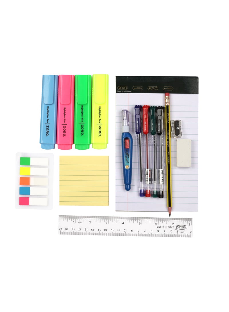 LOWHA - Set of 5 Spiral Notebooks for School, 60 Sheets with Hard Paper Covers for Arabic, English, Math with a Set of School Supplies Multicolour - Image 1