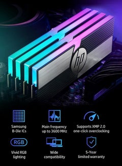 HP V10 RGB 16Gb (8GBx2) Desktop Gaming Ram 3200 MHz DDR4 32GBinch Black  - Image 4