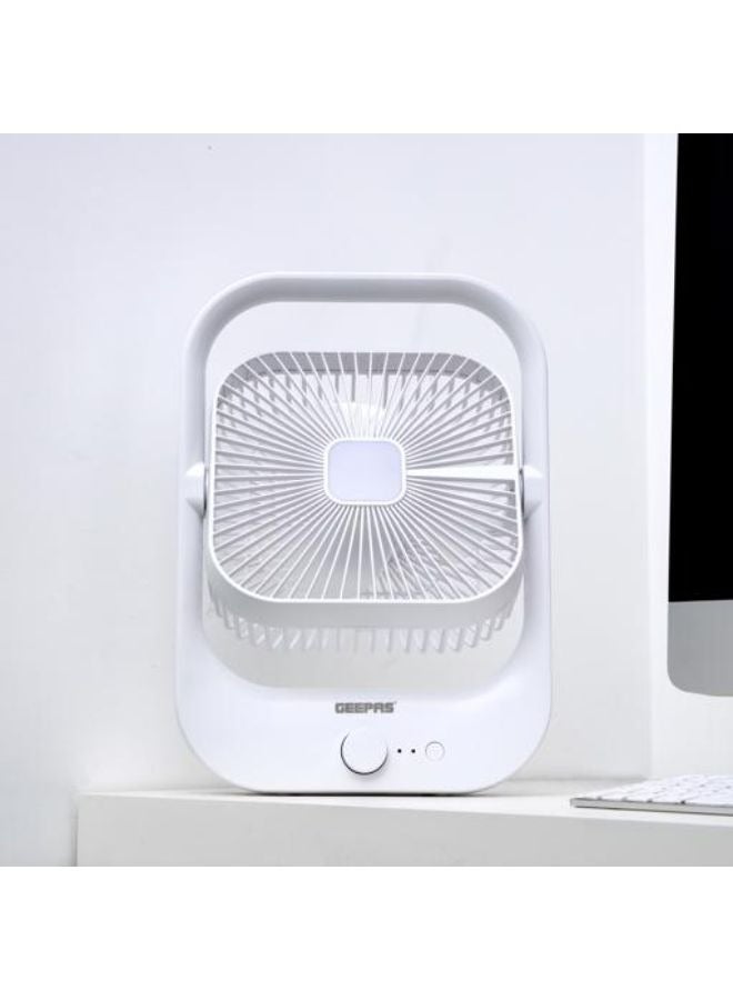 GEEPAS - 8" Rechargeable Fan with LED Light - Over-Charge Protection, 8 Hours Working, Step-Less Speed Control, Rechargeable Lithium Battery, Full-Charge Indicator GF21162 White - Image 1