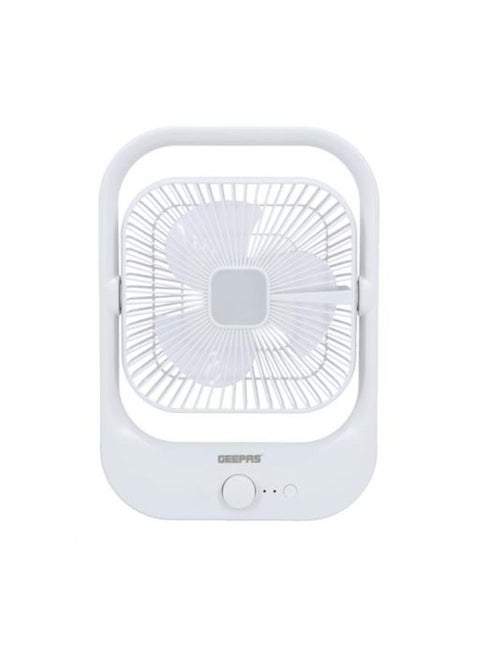 8" Rechargeable Fan with LED Light - Over-Charge Protection, 8 Hours Working, Step-Less Speed Control, Rechargeable Lithium Battery, Full-Charge Indicator GF21162 White