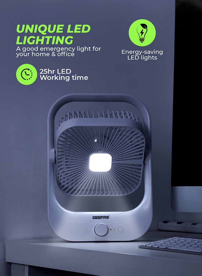 جيباس مروحة قابلة للشحن 8 بوصة مع ضوء LED، شحن من النوع C، 8 ساعات من وقت عمل المروحة، 25 ساعة من وقت العمل، التحكم في السرعة - Image 4