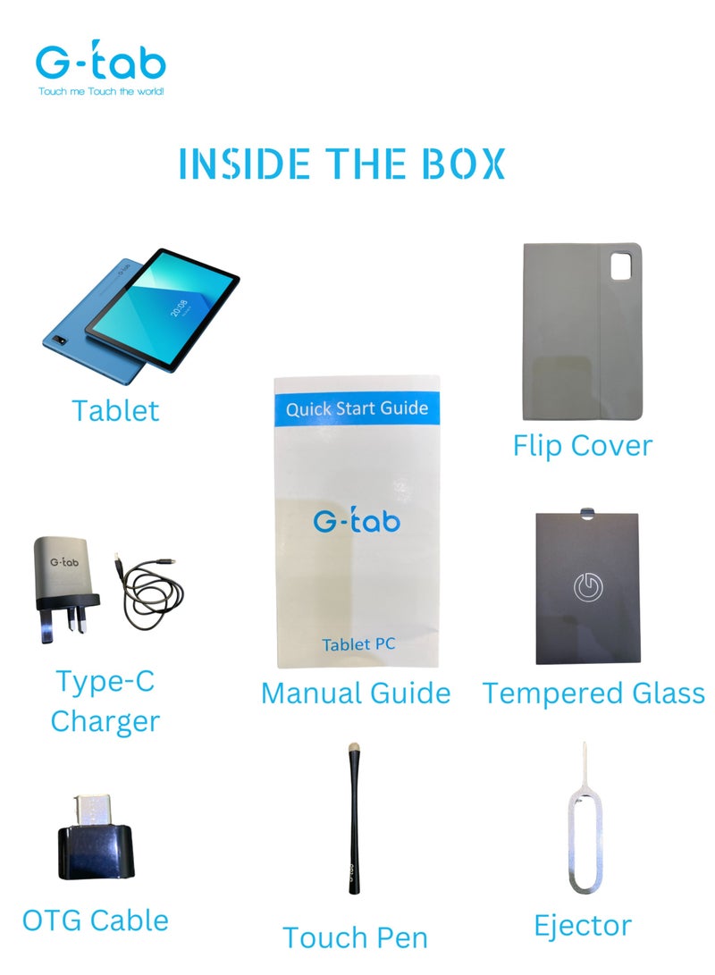 G-Tab - C30 High End Tablet, 10.1 Inch Display, 4G, Octa Core, 8Gb Ram + 128Gb Rom, 8Mp Front + 13Mp Rear Camera, 1920*1200 Incell LCD, 6580mAh Battery, 18W Fast Charging, With Case And Keyboard - Image 1