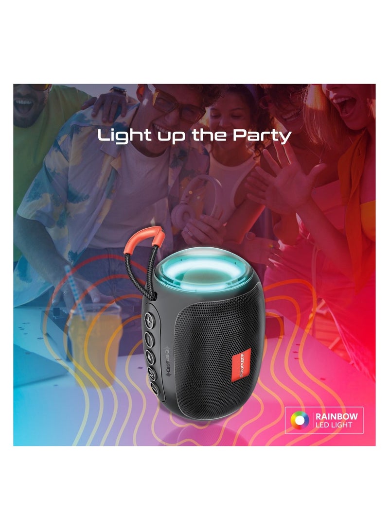 PROMATE Bluetooth Speaker, Premium 5W True Wireless Portable HD Speaker With LED Lights, Bluetooth v5.3, Long Playtime, 3.5Mm AUX, USB Port And TF Card Slot For iPhone 15, iPad Air, Galaxy S23, Capsule-3 Black  - Image 3
