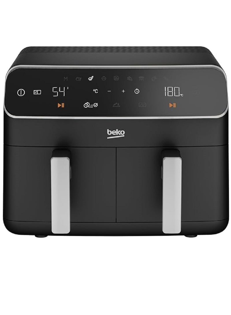 بيكو مقلاة هوائية بسعة 4.25 + 4.25، شاشة لمس واسعة، 9 وظائف بما في ذلك إزالة الجليد، إعادة التسخين، التجفيف، شواء الهواء، الخبز، التحميص، الشواية 8.5 L 2400 W FRL5388B اسود - Image 1