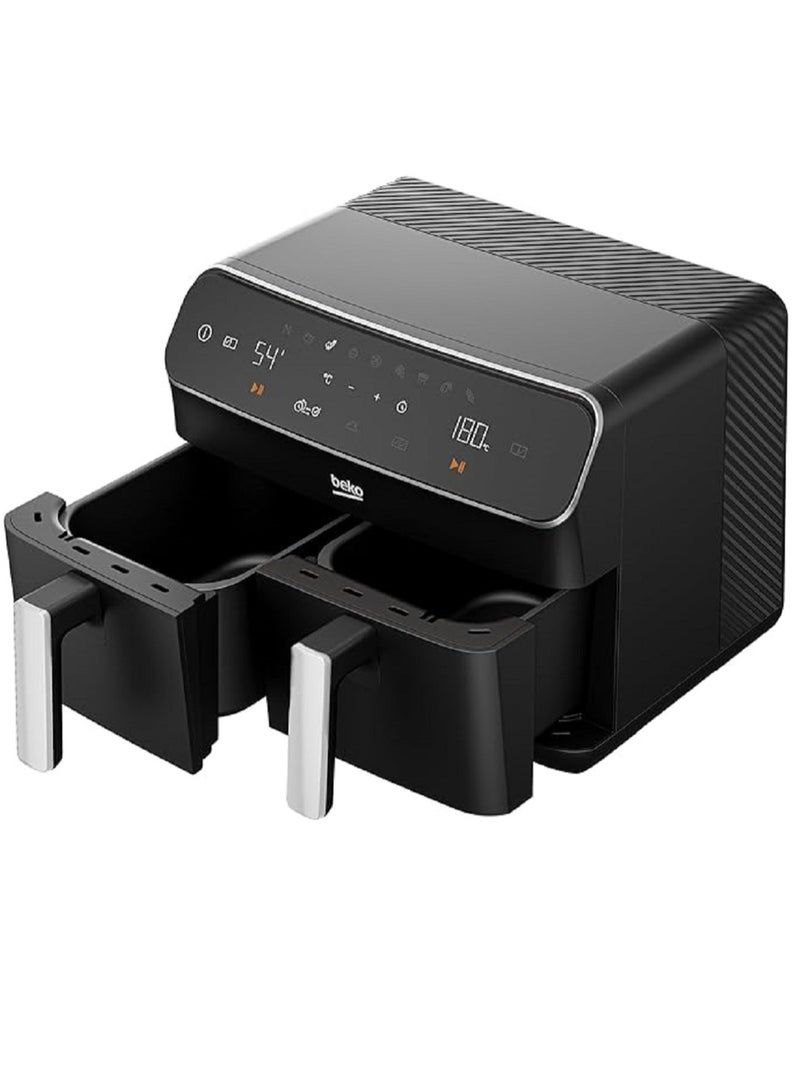 بيكو مقلاة هوائية بسعة 4.25 + 4.25، شاشة لمس واسعة، 9 وظائف بما في ذلك إزالة الجليد، إعادة التسخين، التجفيف، شواء الهواء، الخبز، التحميص، الشواية 8.5 L 2400 W FRL5388B اسود - Image 3