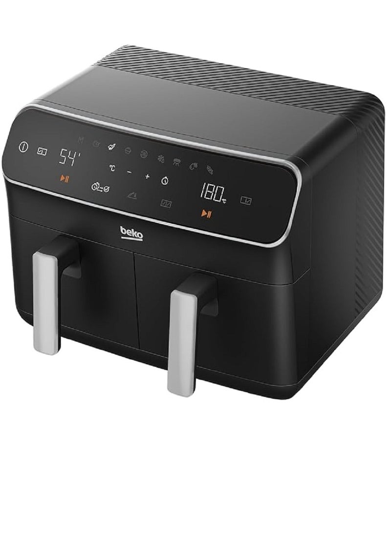 بيكو مقلاة هوائية بسعة 4.25 + 4.25، شاشة لمس واسعة، 9 وظائف بما في ذلك إزالة الجليد، إعادة التسخين، التجفيف، شواء الهواء، الخبز، التحميص، الشواية 8.5 L 2400 W FRL5388B اسود - Image 2