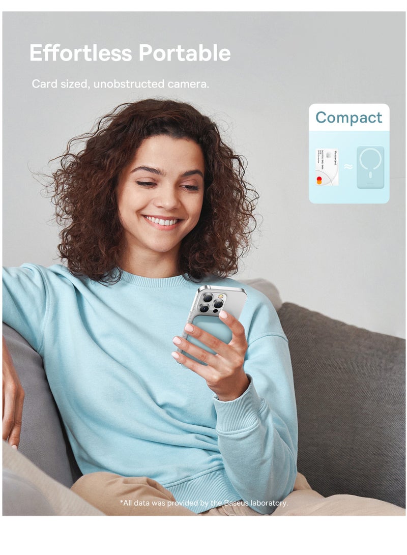 Baseus 10000 mAh Magnetic Mini Wireless Portable Magsafe Power Bank, PD 30W Fast Charger With USB-C Cable For iPhone 15/15 Plus/ 15 Pro/ 15 Pro Max All iPhone Series And Any Many More Blue  - Image 4