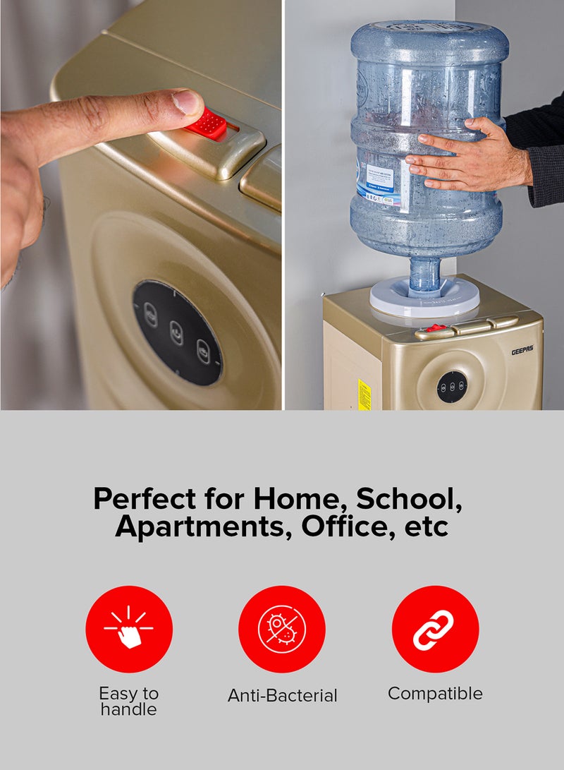GEEPAS Hot & Cold Water Dispenser With Cabinet, Stainless Steel Water Tank, Normal, Hot & Cold Function, Child Safety Lock, SUS304 Stainless Pipe, Childproof Tap Design, Low Noise Design GWD17028 Golden  - Image 4