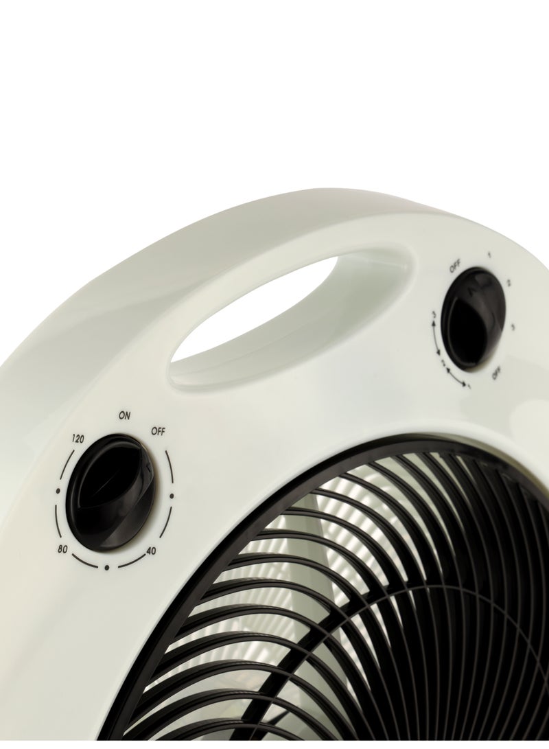 Olsenmark 12" Box Fan, 3 Speed Controls and 5 Leaf Blades, 120 Minute Timer and 360 Degree Rotating Grill, 2 Years Warranty OMF1855 White - Image 5