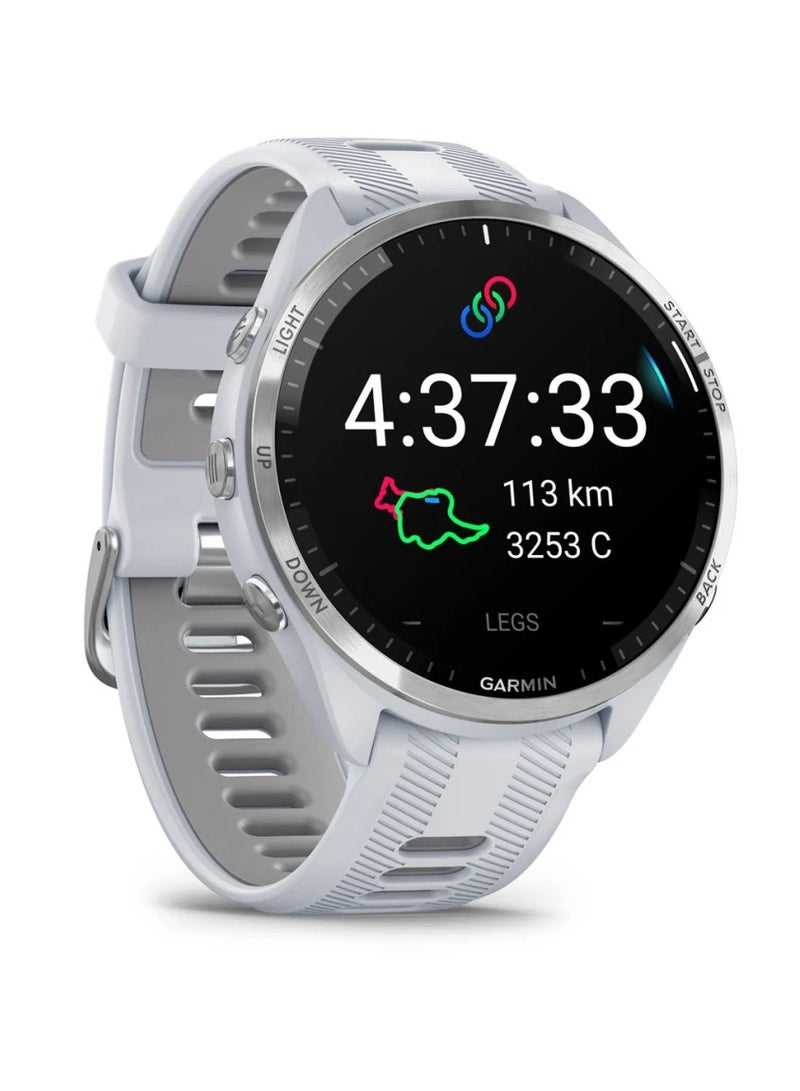 GARMIN - Forerunner 965 - 47MM - Up To 31 Hours Battery Life in GPS Mode - 1.4"inch Amoled Display, Scratch Resistant, Corning® Gorilla® Glass Dx, Heart Rate Monitor, Stress Tracking, Advanced GPS Features, Built-in GNSS and Sports App, iOS and Android Compatible Whitestone - Image 1