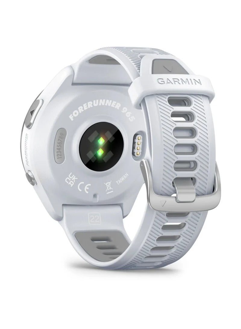 GARMIN - Forerunner 965 - 47MM - Up To 31 Hours Battery Life in GPS Mode - 1.4"inch Amoled Display, Scratch Resistant, Corning® Gorilla® Glass Dx, Heart Rate Monitor, Stress Tracking, Advanced GPS Features, Built-in GNSS and Sports App, iOS and Android Compatible Whitestone - Image 1