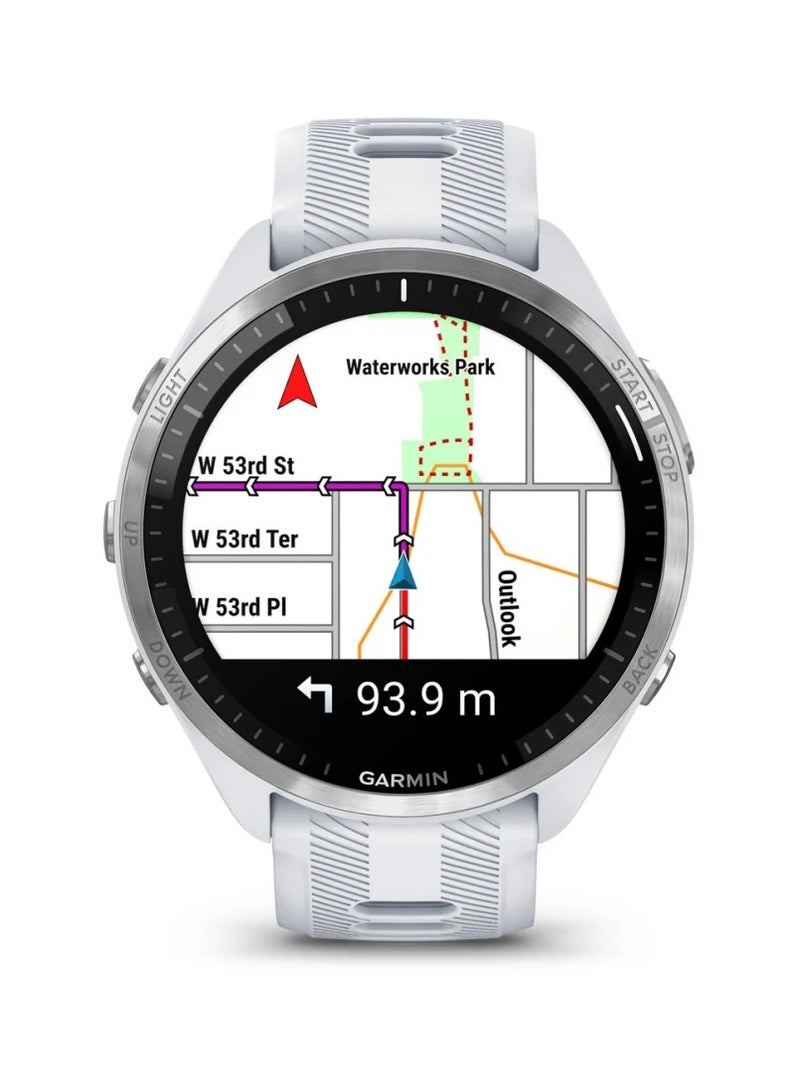 GARMIN - Forerunner 965 - 47MM - Up To 31 Hours Battery Life in GPS Mode - 1.4"inch Amoled Display, Scratch Resistant, Corning® Gorilla® Glass Dx, Heart Rate Monitor, Stress Tracking, Advanced GPS Features, Built-in GNSS and Sports App, iOS and Android Compatible Whitestone - Image 1