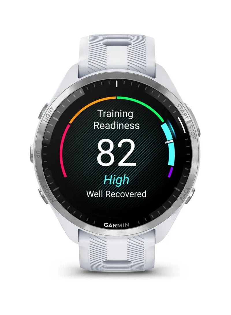 GARMIN - Forerunner 965 - 47MM - Up To 31 Hours Battery Life in GPS Mode - 1.4"inch Amoled Display, Scratch Resistant, Corning® Gorilla® Glass Dx, Heart Rate Monitor, Stress Tracking, Advanced GPS Features, Built-in GNSS and Sports App, iOS and Android Compatible Whitestone - Image 1