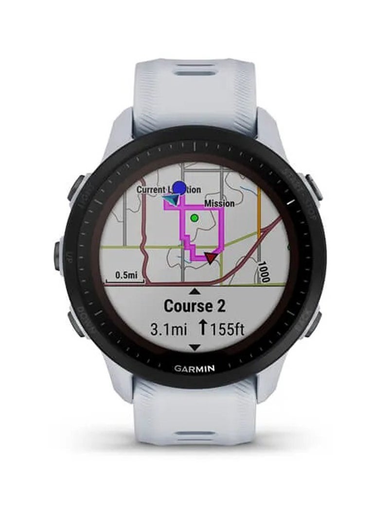 GARMIN Forerunner 955 - 46.5MM - Solar - Up To 15 Days of Battery Life - 1.3"inch Sunlight-Visible Display, Scratch Resistant, Corning Gorillaa Glass Dx, Heart Rate Monitor, All Day Stress Monitor, Advanced GPS Features, Built-in GNSS and Sports App, iOS and Android Compatible White Stone White Stone  - Image 4