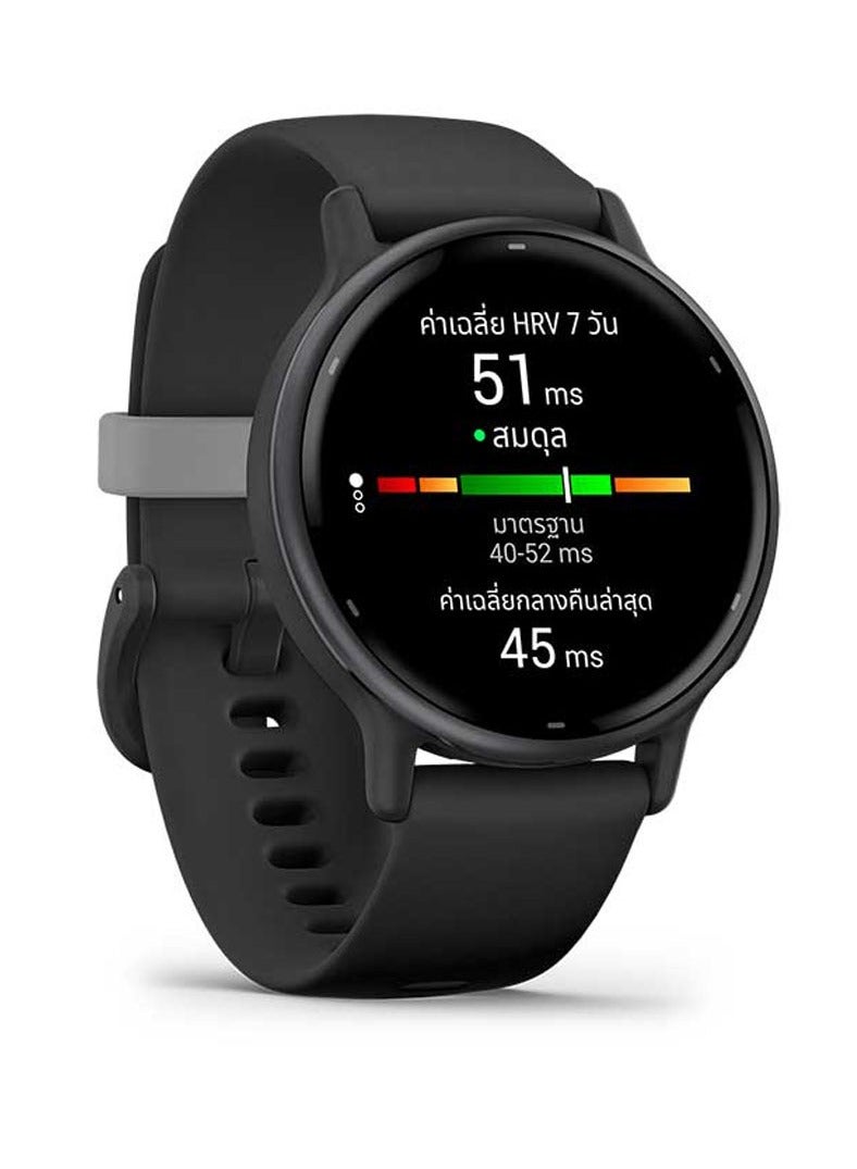 جارمين - Vivoactive 5 - 42 مم - عمر بطارية يصل إلى 11 يومًا - شاشة Amoled مقاس 1.2 بوصة، مقاومة للخدش، زجاج Corning® Gorilla® 3، مراقب معدل ضربات القلب، تتبع الضغط، ميزات GPS المتقدمة، تطبيق GNSS والرياضة المدمج، iOS وأندرويد متناسق - Image 1