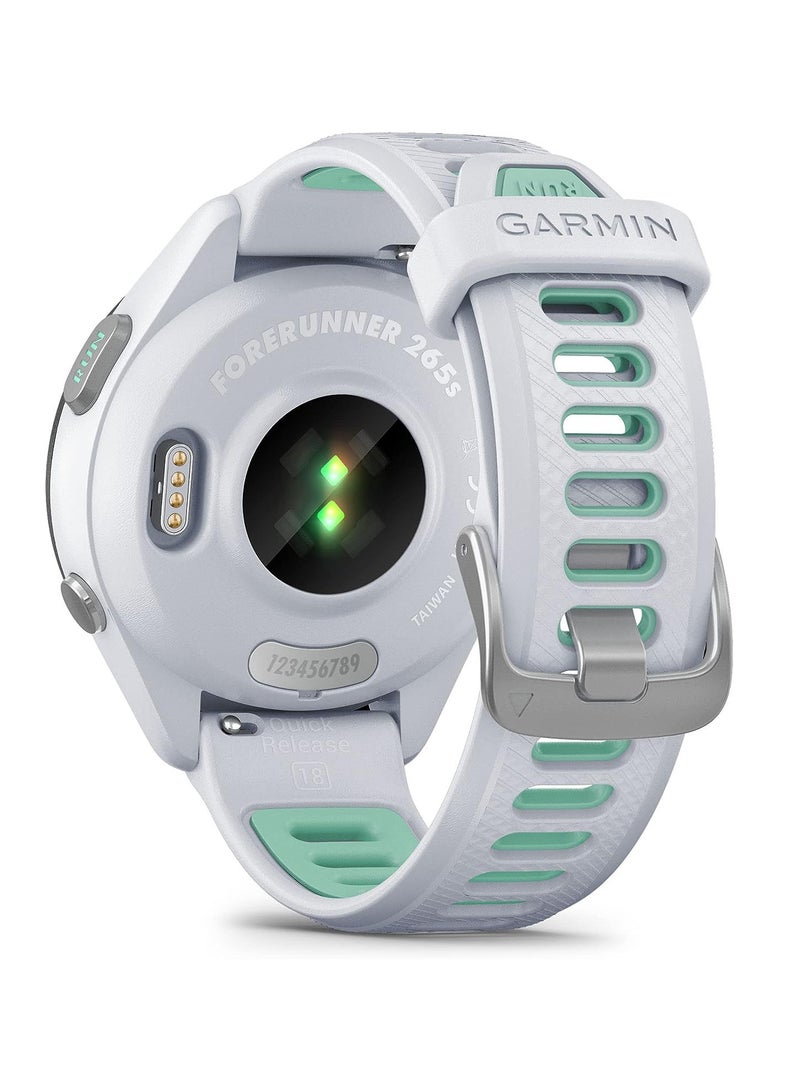 GARMIN Forerunner 265S GPS Running Smartwatch With Whitestone Neo Tropic Silicone Band - Whitestone  - Image 3