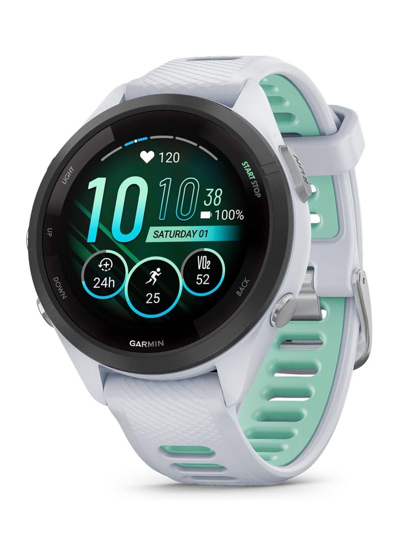 GARMIN Forerunner 265S GPS Running Smartwatch With Whitestone Neo Tropic Silicone Band - Whitestone  - Image 1