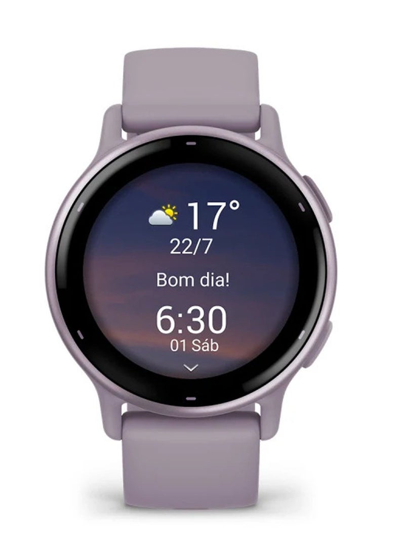 GARMIN - Vivoactive 5 - 42MM - Up To 11 Days Battery Life - 1.2"inch Amoled Display, Scratch Resistant, Corning® Gorilla® Glass 3, Heart Rate Monitor, Stress Tracking, Advanced GPS Features, Built-in GNSS and Sports App, iOS and Android Compatible Orchid - Image 1