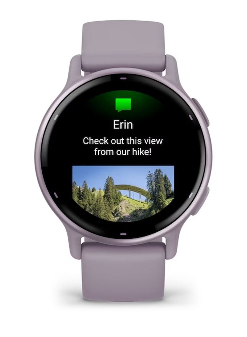 GARMIN - Vivoactive 5 - 42MM - Up To 11 Days Battery Life - 1.2"inch Amoled Display, Scratch Resistant, Corning® Gorilla® Glass 3, Heart Rate Monitor, Stress Tracking, Advanced GPS Features, Built-in GNSS and Sports App, iOS and Android Compatible Orchid - Image 1