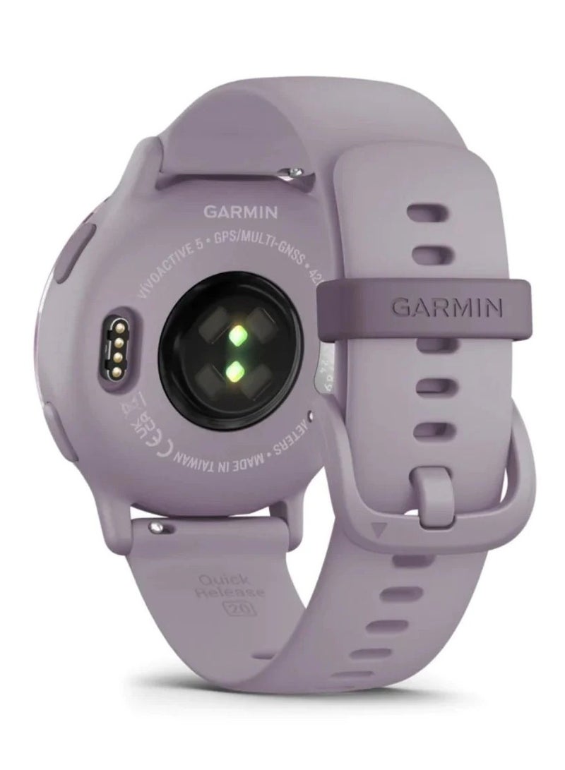 GARMIN - Vivoactive 5 - 42MM - Up To 11 Days Battery Life - 1.2"inch Amoled Display, Scratch Resistant, Corning® Gorilla® Glass 3, Heart Rate Monitor, Stress Tracking, Advanced GPS Features, Built-in GNSS and Sports App, iOS and Android Compatible Orchid - Image 1