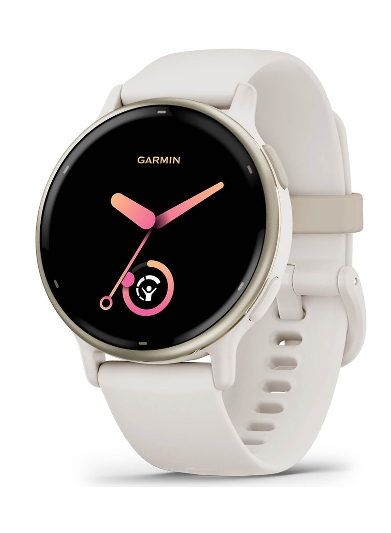 GARMIN - Vivoactive 5 - 42MM - Up To 11 Days Battery Life - 1.2"inch Amoled Display, Scratch Resistant, Corning® Gorilla® Glass 3, Heart Rate Monitor, Stress Tracking, Advanced GPS Features, Built-in GNSS and Sports App, iOS and Android Compatible Ivory - Image 1