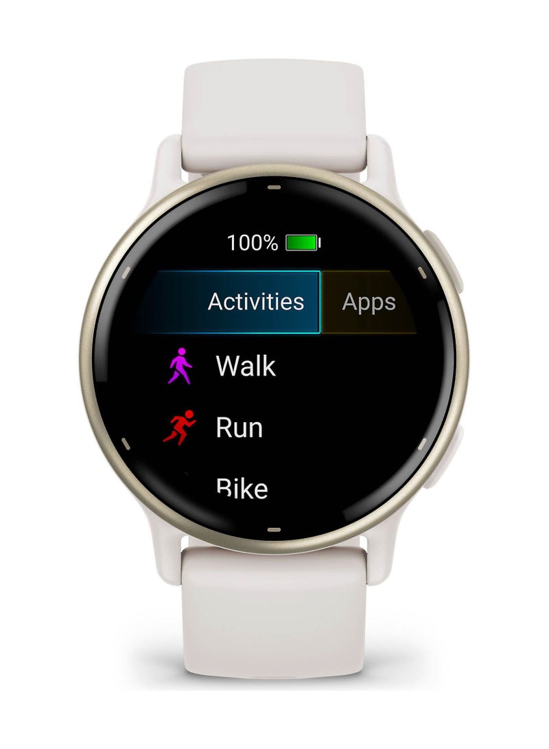 GARMIN - Vivoactive 5 - 42MM - Up To 11 Days Battery Life - 1.2"inch Amoled Display, Scratch Resistant, Corning® Gorilla® Glass 3, Heart Rate Monitor, Stress Tracking, Advanced GPS Features, Built-in GNSS and Sports App, iOS and Android Compatible Ivory - Image 1