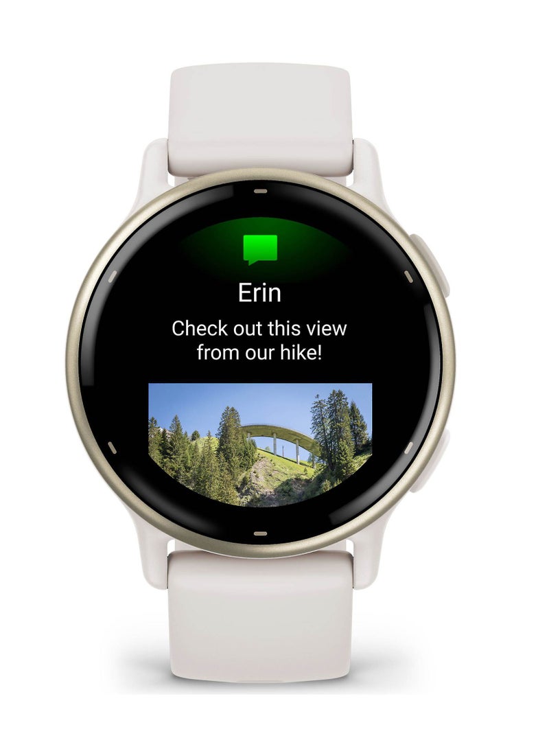 GARMIN - Vivoactive 5 - 42MM - Up To 11 Days Battery Life - 1.2"inch Amoled Display, Scratch Resistant, Corning® Gorilla® Glass 3, Heart Rate Monitor, Stress Tracking, Advanced GPS Features, Built-in GNSS and Sports App, iOS and Android Compatible Ivory - Image 1