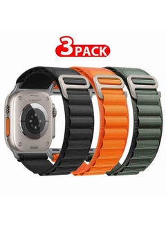 MARGOUN 3 Pack Alpine Loop Band For Apple Watch Band 49Mm/45Mm/44Mm/42Mm Nylon Woven Sport Strap Compatible With iWatch Series Ultra2/Ultra/8/7/SE/6/5/4/3/2/1 Adjustable With Metal G-Hook Strap Multicolour1  - Image 1